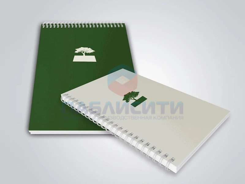 Блокнот А5 на пружине, внутренний блок1+0 на  40 листов, тираж 100шт